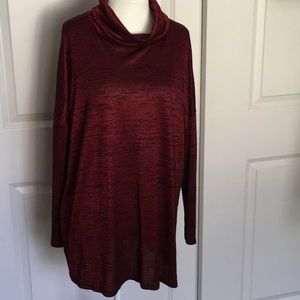 Turtle Neck Tunic with Split back Overlay Large